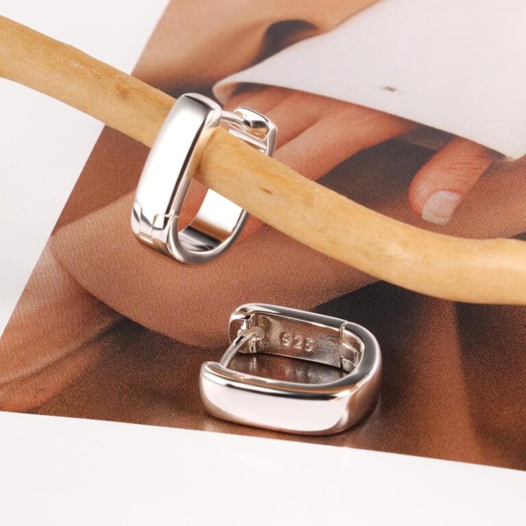 925 Sterling Silver Earrings Small Chunky Silver Earrings for Women Trendy Small Hoop Earrings Silver Hypoallergenic Earrings Small Thick Huggie Hoops Earrings for Jewelry Gifts
