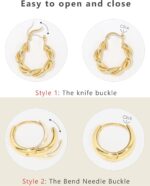 Adoyi 9 Pairs Gold Hoop Earrings Set for Womens Twisted Huggie Hoops Earrings 14K 18K Gold Plated for Girls Valentines Mother's Day Birthday Gifts Lightweight