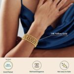 adoyi Gold Bracelets for Women, 14K Gold Plated Beaded Bracelets Gold Strand Bead Ball Bracelet stack Set Adjustable Bracelet Set Jewelry for Gifts