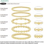 adoyi Gold Bracelets for Women, 14K Gold Plated Beaded Bracelets Gold Strand Bead Ball Bracelet stack Set Adjustable Bracelet Set Jewelry for Gifts