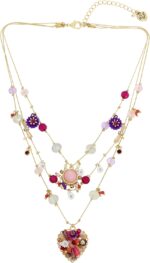 Betsey Johnson Womens Butterfly Charms Layered Necklace