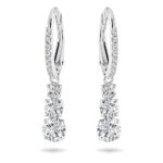 Swarovski Stilla Attract Trilogy Drop Pierced Earrings with White Crystals on a Rhodium Plated Setting with Hinged Closure