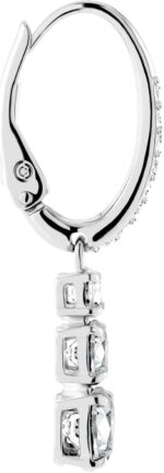 Swarovski Stilla Attract Trilogy Drop Pierced Earrings with White Crystals on a Rhodium Plated Setting with Hinged Closure