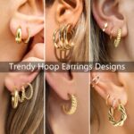 Adoyi 9 Pairs Gold Hoop Earrings Set for Womens Twisted Huggie Hoops Earrings 14K 18K Gold Plated for Girls Valentines Mother's Day Birthday Gifts Lightweight - Image 5