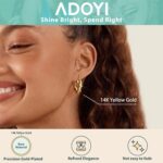 Adoyi 9 Pairs Gold Hoop Earrings Set for Womens Twisted Huggie Hoops Earrings 14K 18K Gold Plated for Girls Valentines Mother's Day Birthday Gifts Lightweight - Image 7