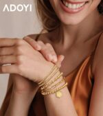 adoyi Gold Bracelets for Women, 14K Gold Plated Beaded Bracelets Gold Strand Bead Ball Bracelet stack Set Adjustable Bracelet Set Jewelry for Gifts - Image 8