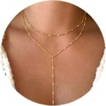 Foxgirl Lariat Gold Necklace for Women, Dainty Long Necklace 14k Gold Plated/Silver Y-Shaped Pendant Necklace Trendy Layered Cz Beaded Chain Drop Necklaces Simple Gold Jewelry... - Image 9