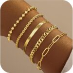 Gold Bracelets for Women,Dainty Bracelets Set for Women Trendy, Gold Bracelets Stack With Beaded, Cuban, Paperclip, Heart, Snake, Rope, Pearl, Cross, Hand Chain, Silver Jewelry... - Image 2