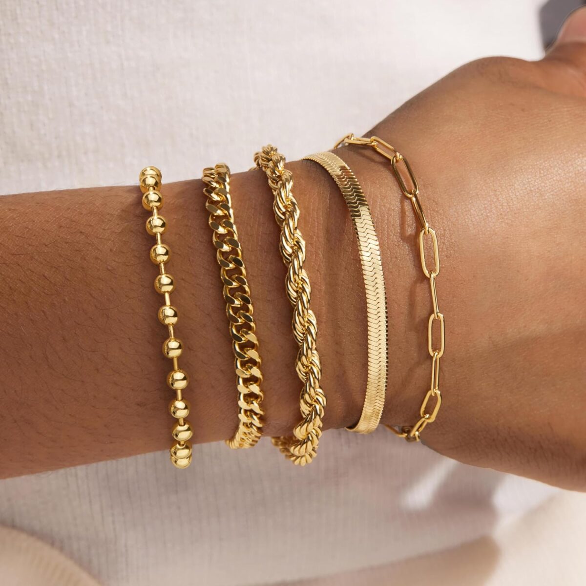 Gold Bracelets for Women,Dainty Bracelets Set for Women Trendy, Gold Bracelets Stack With Beaded, Cuban, Paperclip, Heart, Snake, Rope, Pearl, Cross, Hand Chain, Silver Jewelry... - Image 3