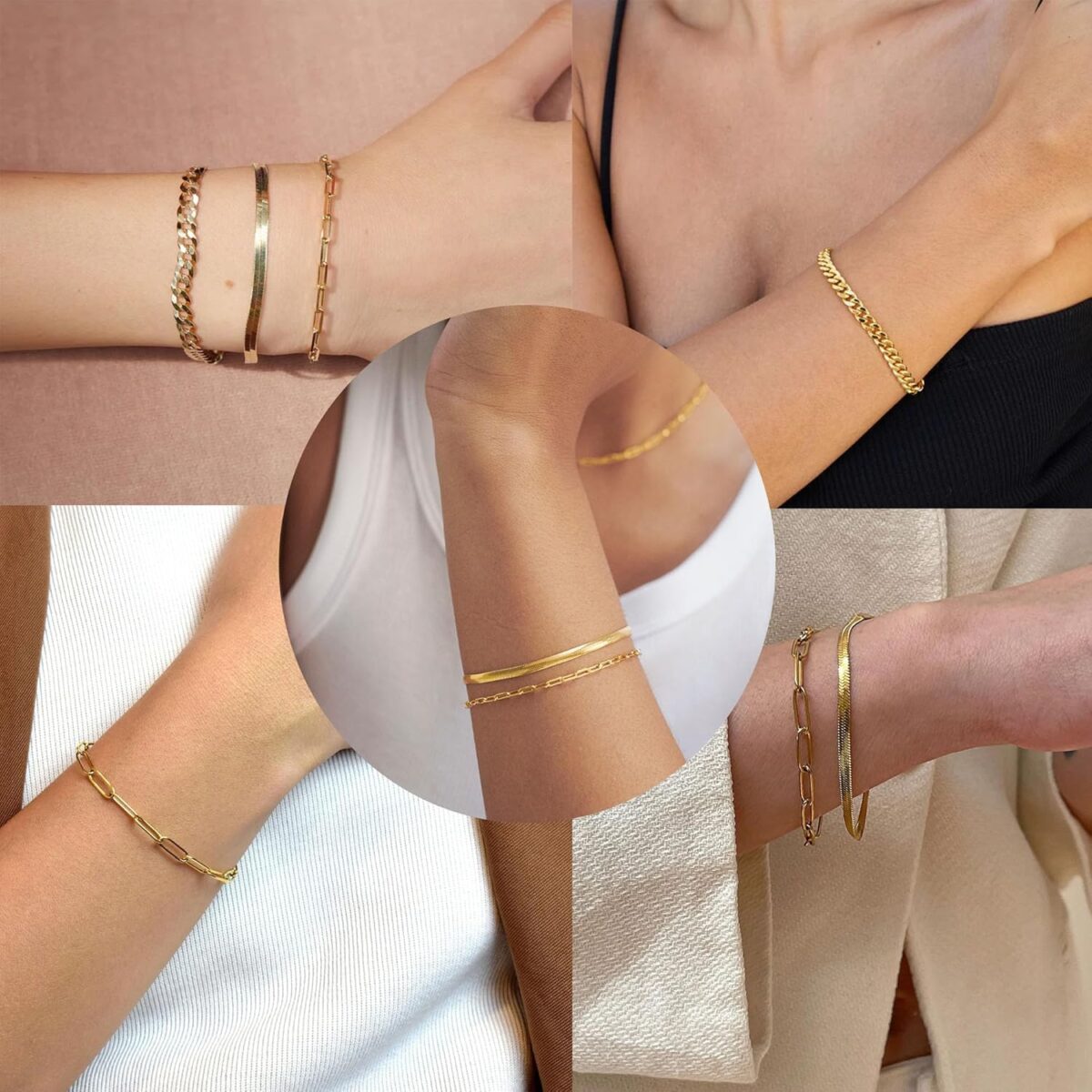 Gold Bracelets for Women,Dainty Bracelets Set for Women Trendy, Gold Bracelets Stack With Beaded, Cuban, Paperclip, Heart, Snake, Rope, Pearl, Cross, Hand Chain, Silver Jewelry... - Image 5