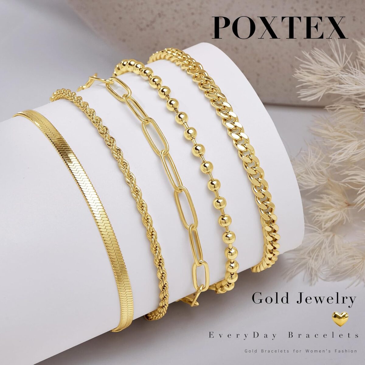 Gold Bracelets for Women,Dainty Bracelets Set for Women Trendy, Gold Bracelets Stack With Beaded, Cuban, Paperclip, Heart, Snake, Rope, Pearl, Cross, Hand Chain, Silver Jewelry... - Image 6