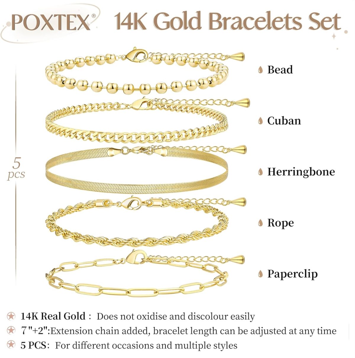 Gold Bracelets for Women,Dainty Bracelets Set for Women Trendy, Gold Bracelets Stack With Beaded, Cuban, Paperclip, Heart, Snake, Rope, Pearl, Cross, Hand Chain, Silver Jewelry... - Image 7