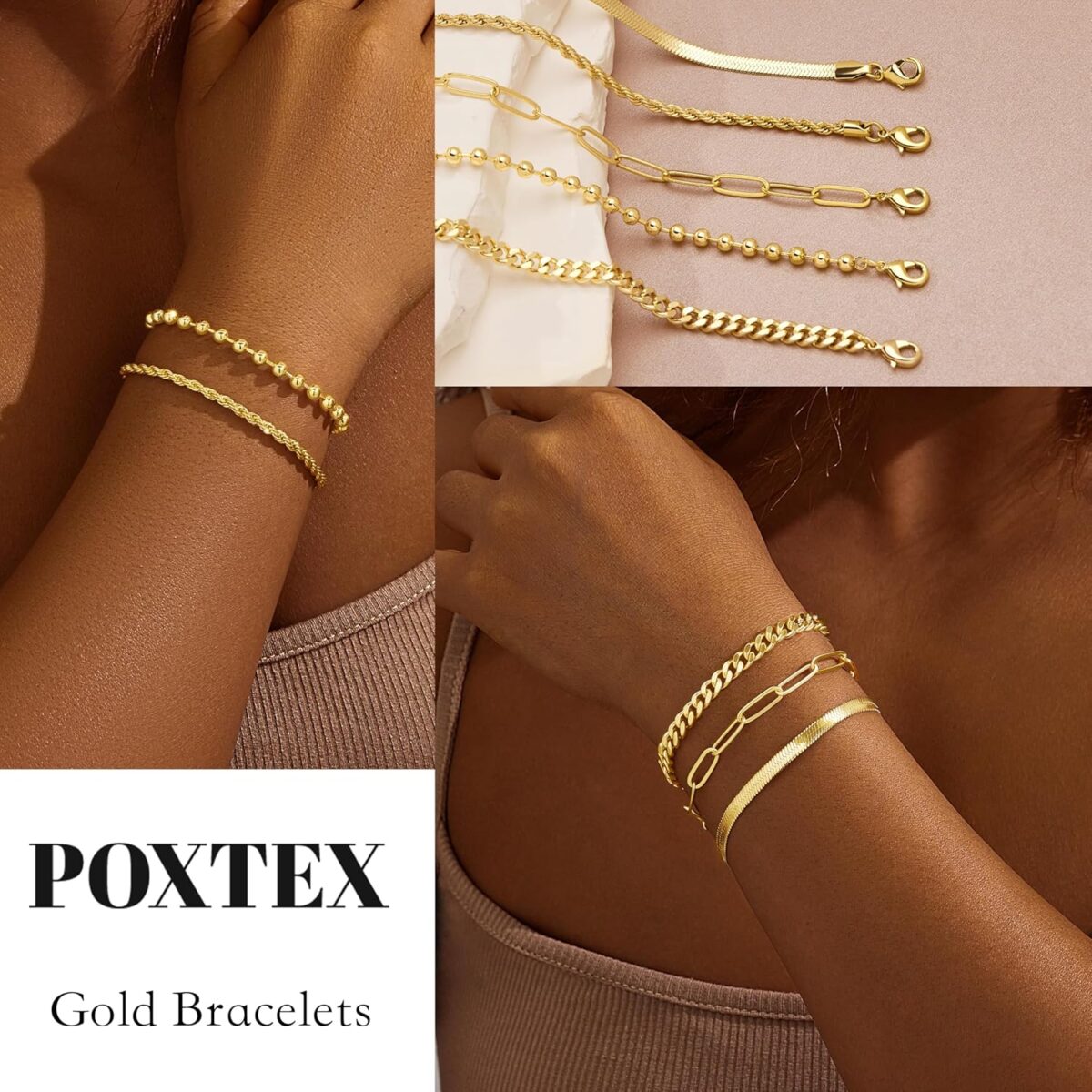 Gold Bracelets for Women,Dainty Bracelets Set for Women Trendy, Gold Bracelets Stack With Beaded, Cuban, Paperclip, Heart, Snake, Rope, Pearl, Cross, Hand Chain, Silver Jewelry... - Image 8