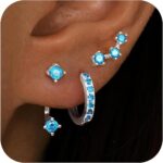 Gold Stud Earrings Set for Women, 3 Pairs Huggie Hoop Jacket Studs Earring Stack, Hypoallergenic 925 Sterling Silver Post Dainty Birthstone Trendy Fashion Jewelry Gifts for Mom - Image 9