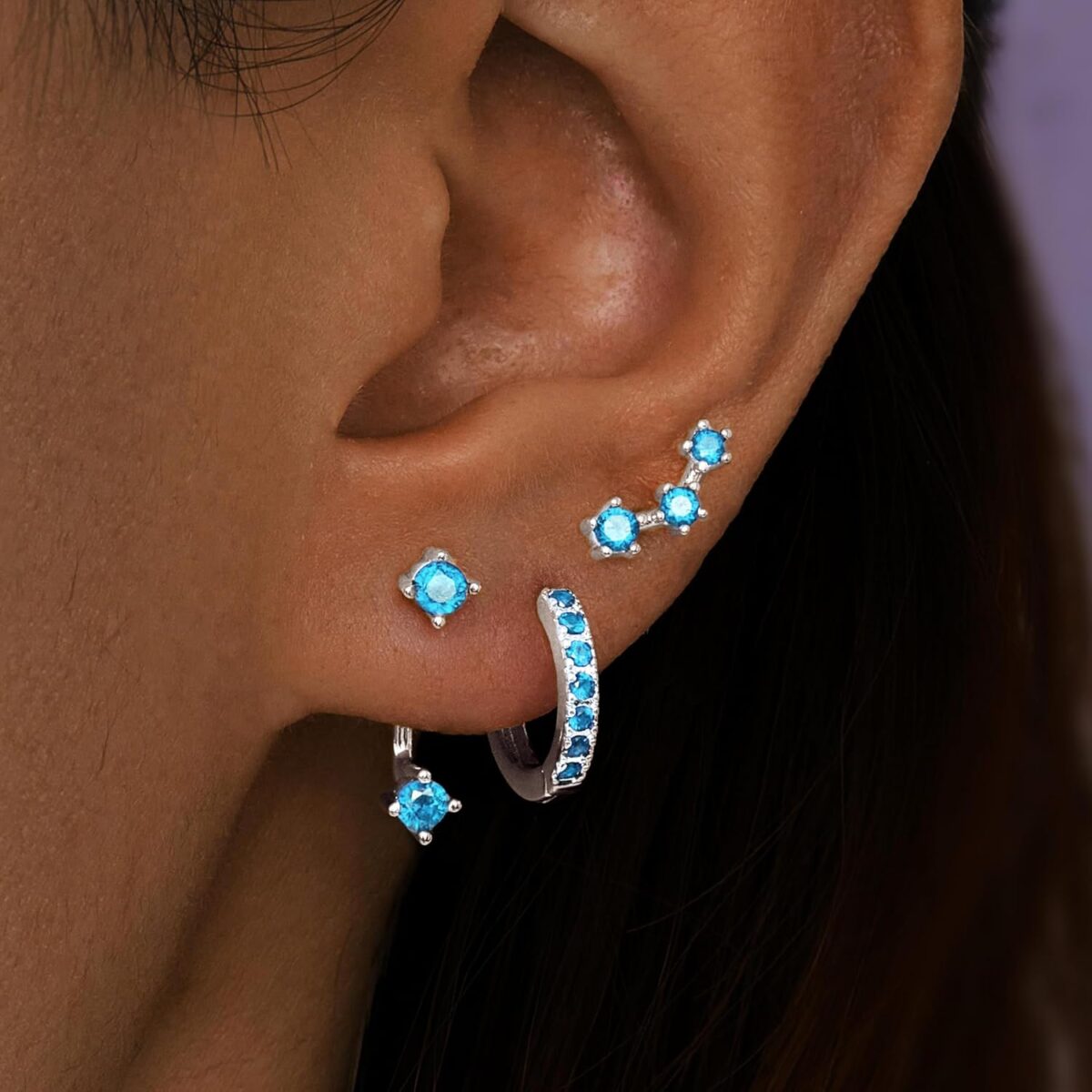 Gold Stud Earrings Set for Women, 3 Pairs Huggie Hoop Jacket Studs Earring Stack, Hypoallergenic 925 Sterling Silver Post Dainty Birthstone Trendy Fashion Jewelry Gifts for Mom - Image 10