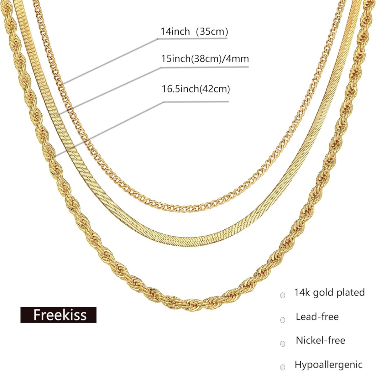 Herringbone Necklace for Women,Dainty Gold Necklace,14k Gold Plated Snake,Gold Chain Choker Necklaces,Simple Gold Layered Necklaces,Gold Jewelry Gift for Women - Image 8