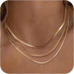 Herringbone Necklace for Women,Dainty Gold Necklace,14k Gold Plated Snake,Gold Chain Choker Necklaces,Simple Gold Layered Necklaces,Gold Jewelry Gift for Women - Image 10