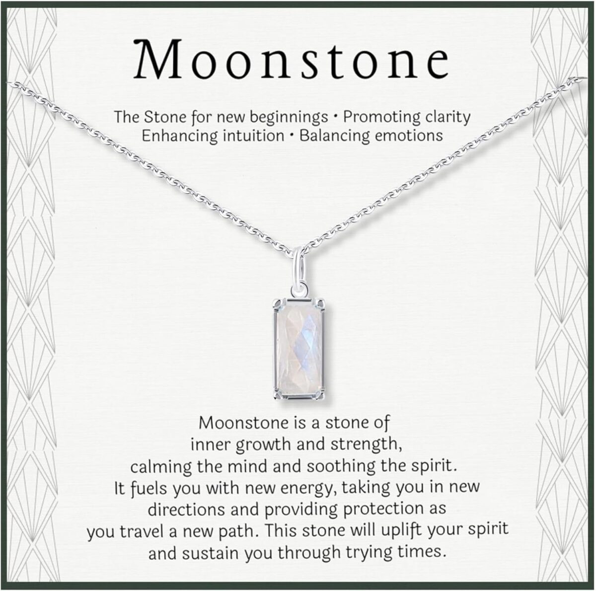 HOPE LOVE SHINE New Beginnings Rainbow Moonstone Sterling Silver Necklace for Women - Image 2
