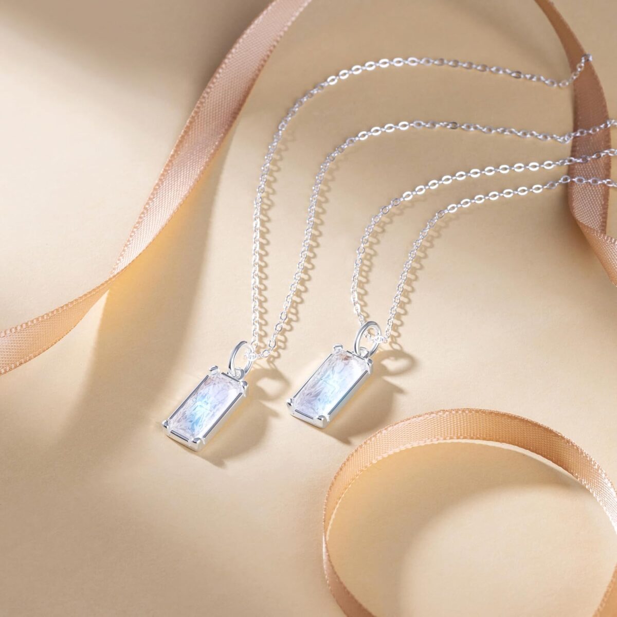 HOPE LOVE SHINE New Beginnings Rainbow Moonstone Sterling Silver Necklace for Women - Image 3