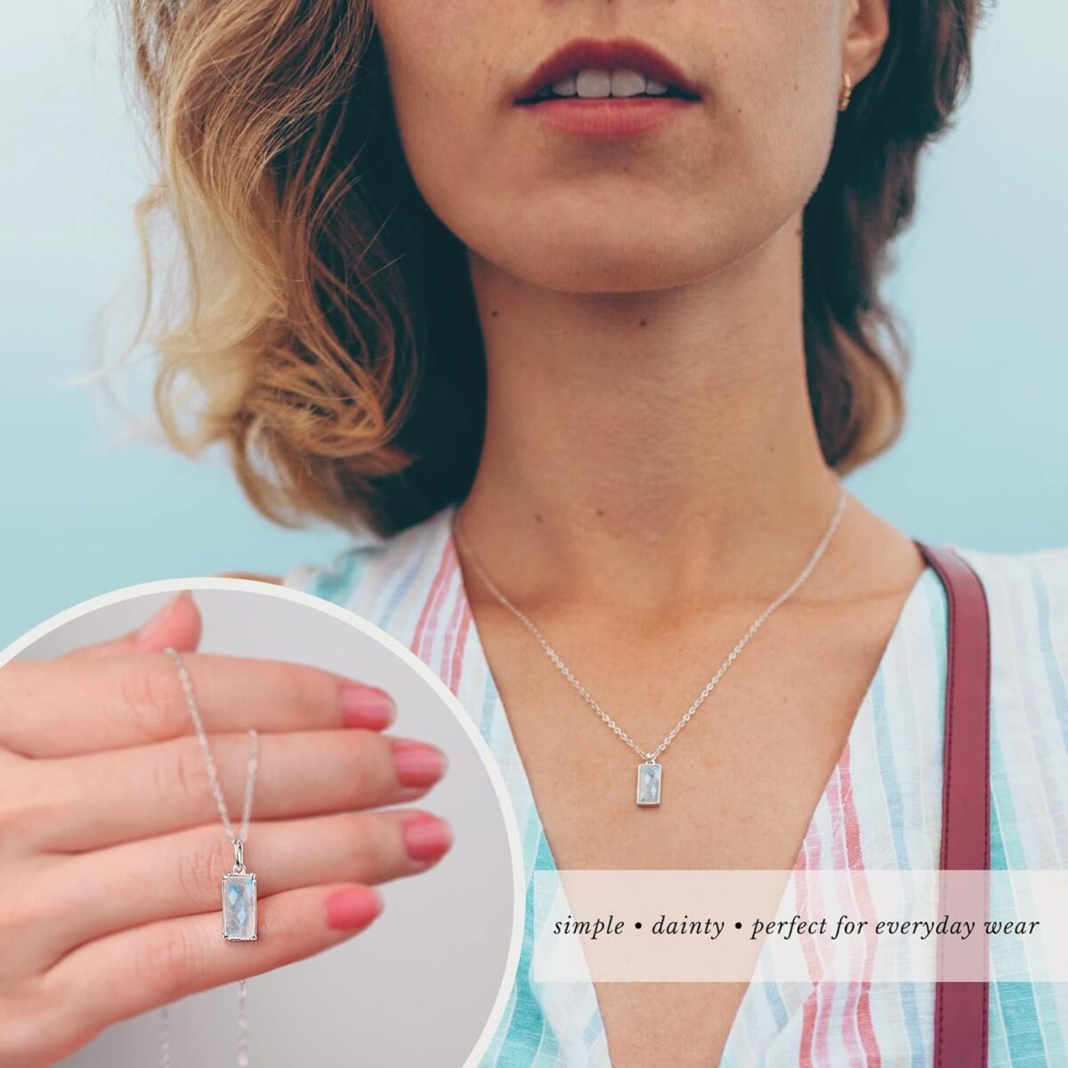 HOPE LOVE SHINE New Beginnings Rainbow Moonstone Sterling Silver Necklace for Women - Image 6