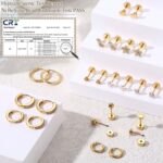 Jstyle Hypoallergenic Surgical Steel Earrings for Sensitive Ears 14K Gold Flat Back Earrings for Women Men Small Stainless Steel Earrings Flatback Stud Hoop Cartilage Earring... - Image 4