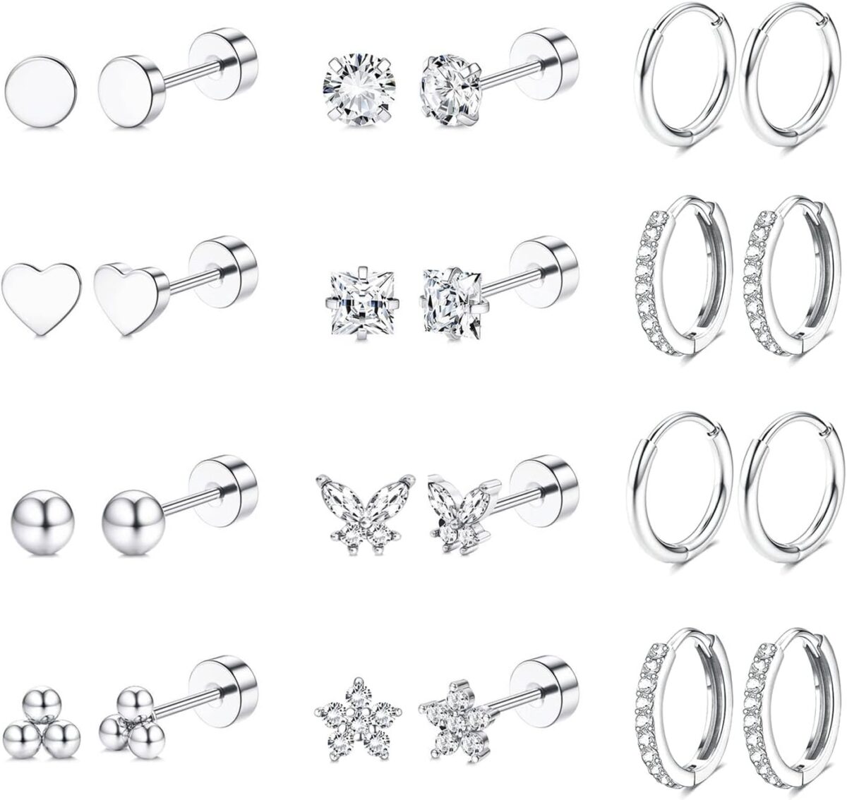 Jstyle Hypoallergenic Surgical Steel Earrings for Sensitive Ears 14K Gold Flat Back Earrings for Women Men Small Stainless Steel Earrings Flatback Stud Hoop Cartilage Earring... - Image 8