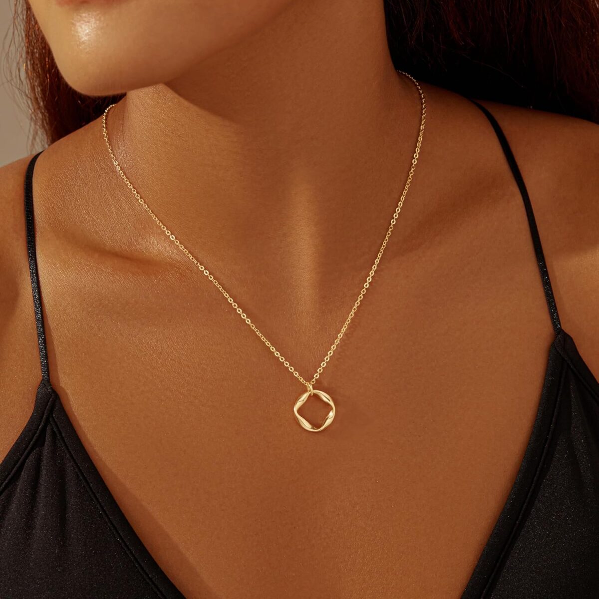 Layered Gold Necklaces for Women,Stackable Dainty 14K Gold Silver Plated Trendy Circle Paperclip Chain Pendant Choker Necklace,Simpl Diamond Cross Bow Jewelry Set Gifts for Women - Image 5