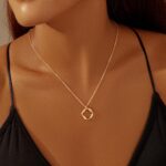 Layered Gold Necklaces for Women,Stackable Dainty 14K Gold Silver Plated Trendy Circle Paperclip Chain Pendant Choker Necklace,Simpl Diamond Cross Bow Jewelry Set Gifts for Women - Image 5