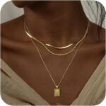 Layered Gold Silver Necklaces for Women, Stackable Stack 14K Real Gold Plated Silver Chain Necklace Diamond Circle CZ Layering Pendant Necklaces Trendy Gold Jewelry Set Gifts - Image 2