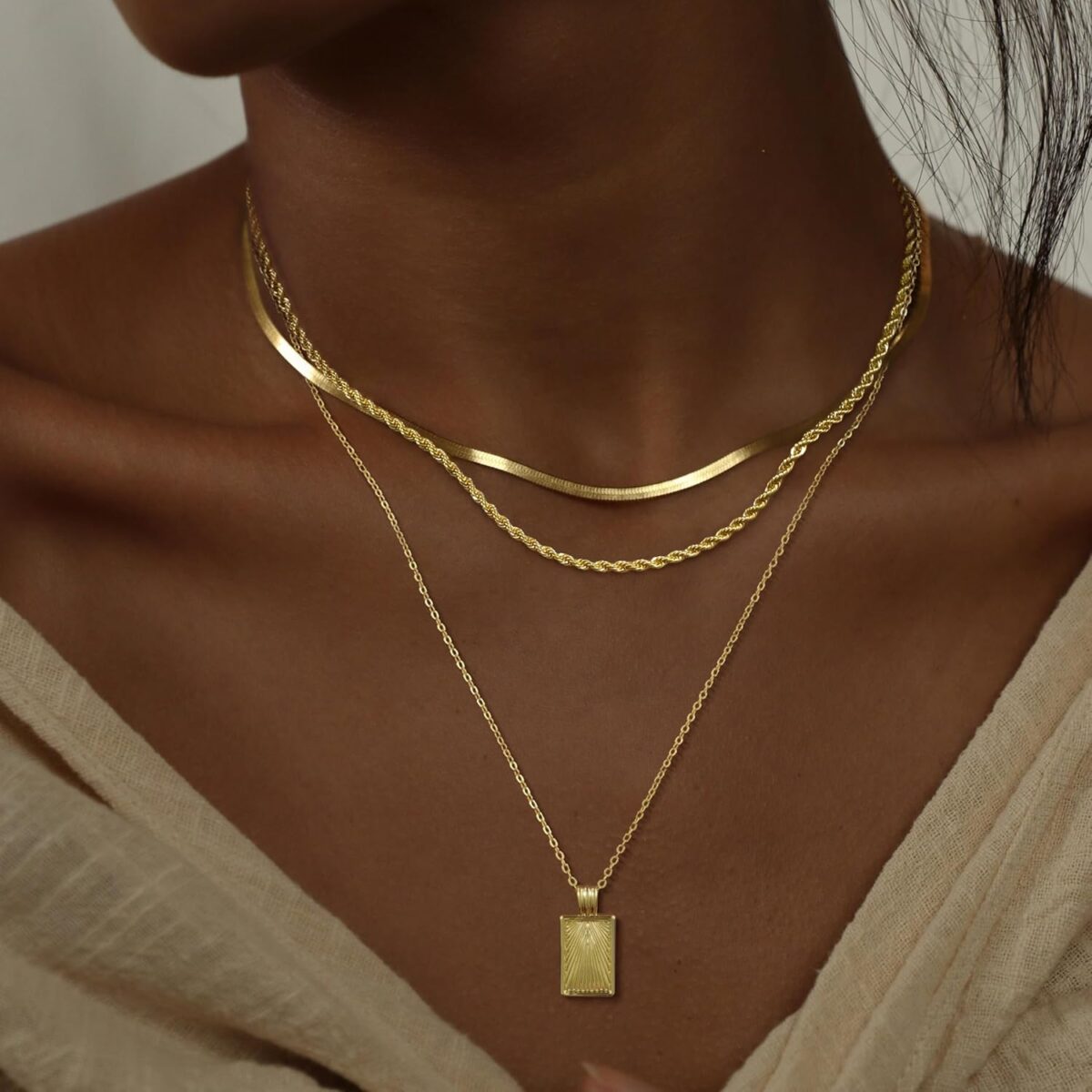 Layered Gold Silver Necklaces for Women, Stackable Stack 14K Real Gold Plated Silver Chain Necklace Diamond Circle CZ Layering Pendant Necklaces Trendy Gold Jewelry Set Gifts - Image 4