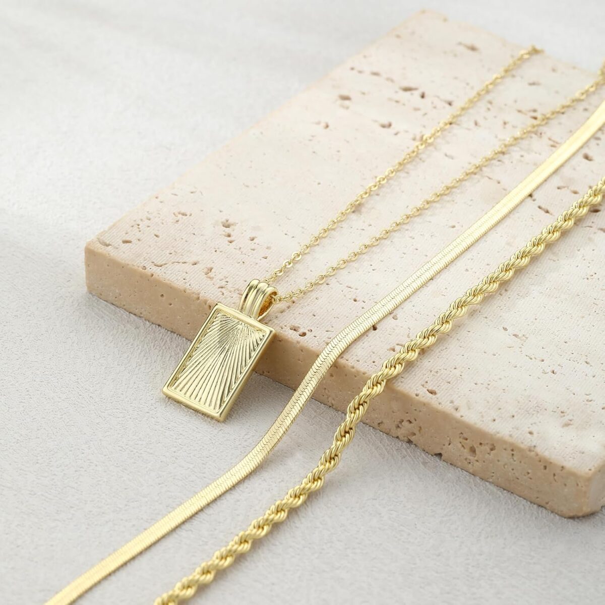 Layered Gold Silver Necklaces for Women, Stackable Stack 14K Real Gold Plated Silver Chain Necklace Diamond Circle CZ Layering Pendant Necklaces Trendy Gold Jewelry Set Gifts - Image 6