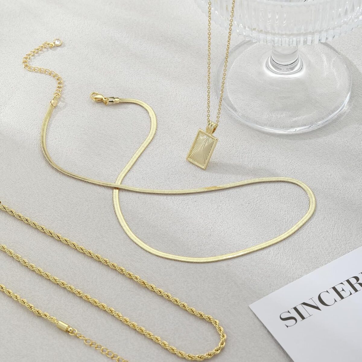 Layered Gold Silver Necklaces for Women, Stackable Stack 14K Real Gold Plated Silver Chain Necklace Diamond Circle CZ Layering Pendant Necklaces Trendy Gold Jewelry Set Gifts - Image 7