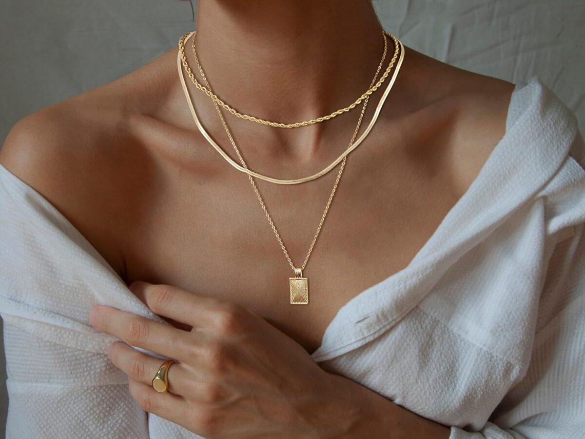 Layered Gold Silver Necklaces for Women, Stackable Stack 14K Real Gold Plated Silver Chain Necklace Diamond Circle CZ Layering Pendant Necklaces Trendy Gold Jewelry Set Gifts - Image 9