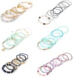 LOYALLOOK 6 Sets Bohemian Stackable Bead Bracelets for Women Stretch Bohemian Style Stretch Multilayered Boho Bracelet Set - Image 6