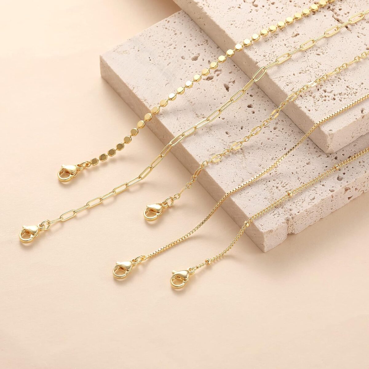 MBW Gold Bracelets for Women Trendy, Dainty 14K Gold Plated Bracelet Stack Beaded Chain Bracelet Set Thin Small Cute Paperclip Bracelets Fashion Waterproof Jewelry Gift Gold... - Image 7