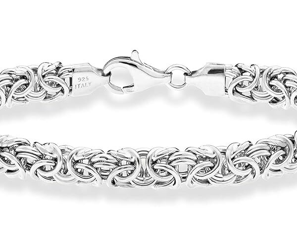 Miabella Italian 925 Sterling Silver Byzantine Bracelet for Women, Handmade in Italy