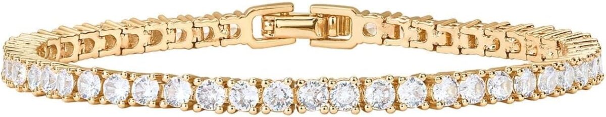 PAVOI 14K Gold Plated 3mm Cubic Zirconia Classic Tennis Bracelet | Gold Bracelets for Women | Size 6.5-7.5 Inch - Image 2
