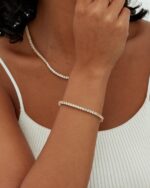 PAVOI 14K Gold Plated 3mm Cubic Zirconia Classic Tennis Bracelet | Gold Bracelets for Women | Size 6.5-7.5 Inch - Image 3