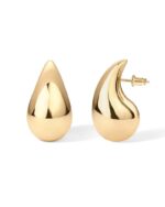 PAVOI 14K Gold Plated 925 Sterling Silver Post Teardrop Chunky Hoop Earrings - Lightweight Drop Earrings for Women - Designer Dupe