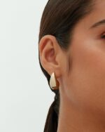 PAVOI 14K Gold Plated 925 Sterling Silver Post Teardrop Chunky Hoop Earrings - Lightweight Drop Earrings for Women - Designer Dupe - Image 3