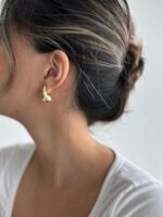 PAVOI 14K Gold Plated 925 Sterling Silver Post Teardrop Chunky Hoop Earrings - Lightweight Drop Earrings for Women - Designer Dupe - Image 5