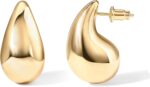 PAVOI 14K Gold Plated 925 Sterling Silver Post Teardrop Chunky Hoop Earrings - Lightweight Drop Earrings for Women - Designer Dupe - Image 8