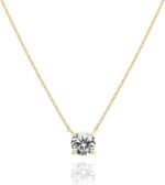 PAVOI 14K Gold Plated Crystal Solitaire 1.5 Carat (7.3mm) Cubic Zirconia Dainty Choker Necklace | Gold Necklaces for Women - Image 2
