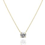PAVOI 14K Gold Plated Crystal Solitaire 1.5 Carat (7.3mm) Cubic Zirconia Dainty Choker Necklace | Gold Necklaces for Women