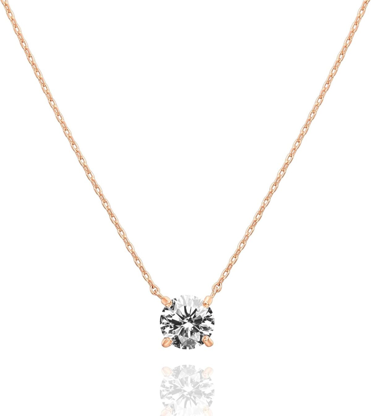 PAVOI 14K Gold Plated Crystal Solitaire 1.5 Carat (7.3mm) Cubic Zirconia Dainty Choker Necklace | Gold Necklaces for Women - Image 7