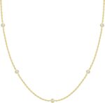 PAVOI 14K Gold Plated Station Necklace - Simulated Diamond BTY Layering Necklaces - Womens CZ Chain - Image 2