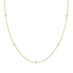 PAVOI 14K Gold Plated Station Necklace - Simulated Diamond BTY Layering Necklaces - Womens CZ Chain