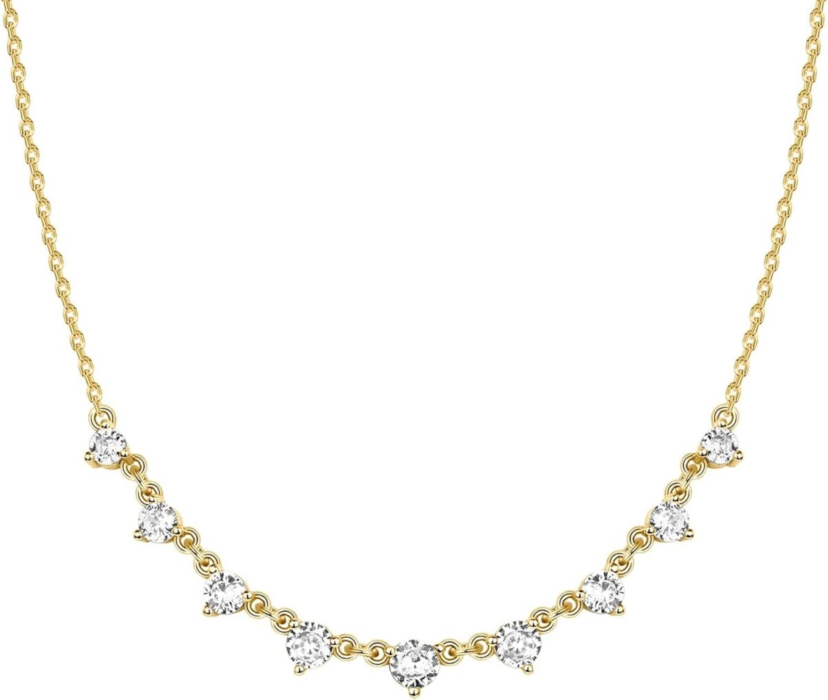 PAVOI 14K Gold Plated Station Necklace - Simulated Diamond BTY Layering Necklaces - Womens CZ Chain - Image 7