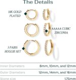 PAVOI 18K Gold Plated 925 Sterling Silver Posts 3 Pairs Hoop Earrings Set for Women | Huggie Earring Pack - Image 4
