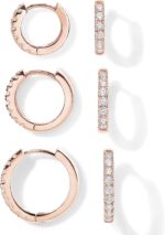 PAVOI 18K Gold Plated 925 Sterling Silver Posts 3 Pairs Hoop Earrings Set for Women | Huggie Earring Pack - Image 8